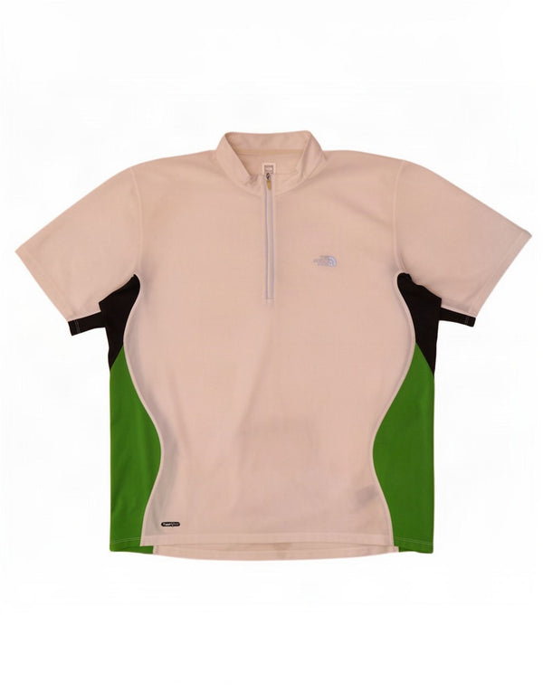 The North Face Camiseta con cuello y cremallera para hombre XL Blanco Colorblock Poliéster