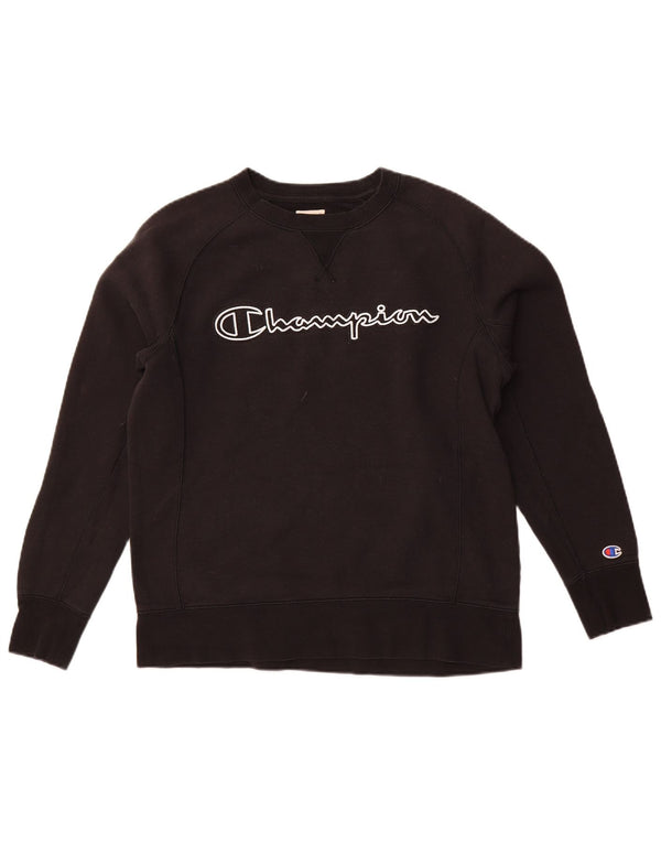 CHAMPION Sudadera gráfica para mujer Jumper UK 14 Medium Black Cotton