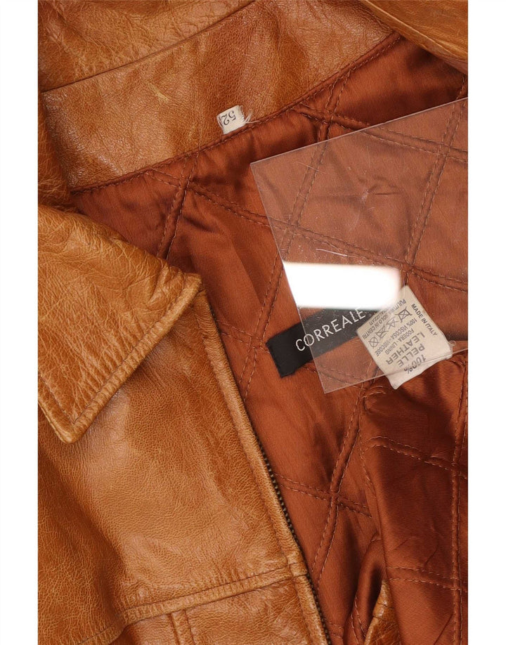 Chaqueta de cuero vintage para hombre IT 52 XL Marrón