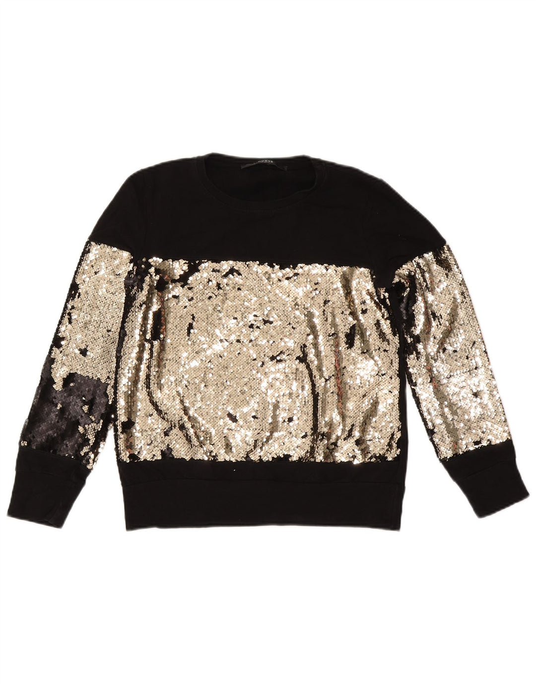 Guess Sudadera para mujer Jumper UK 44 Mediano Negro Colorblock Algodón