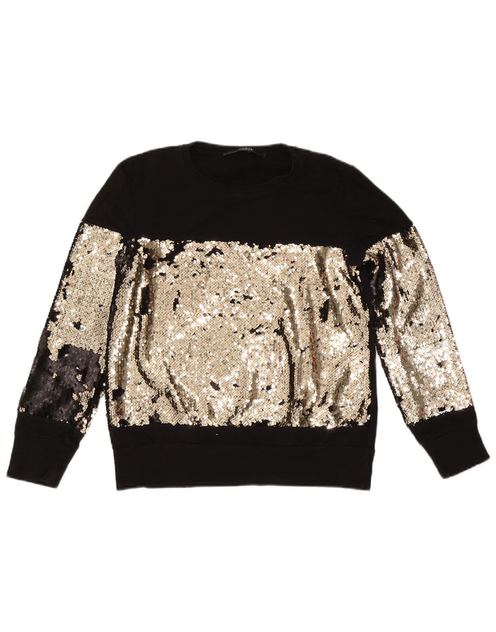 Guess Sudadera para mujer Jumper UK 44 Mediano Negro Colorblock Algodón