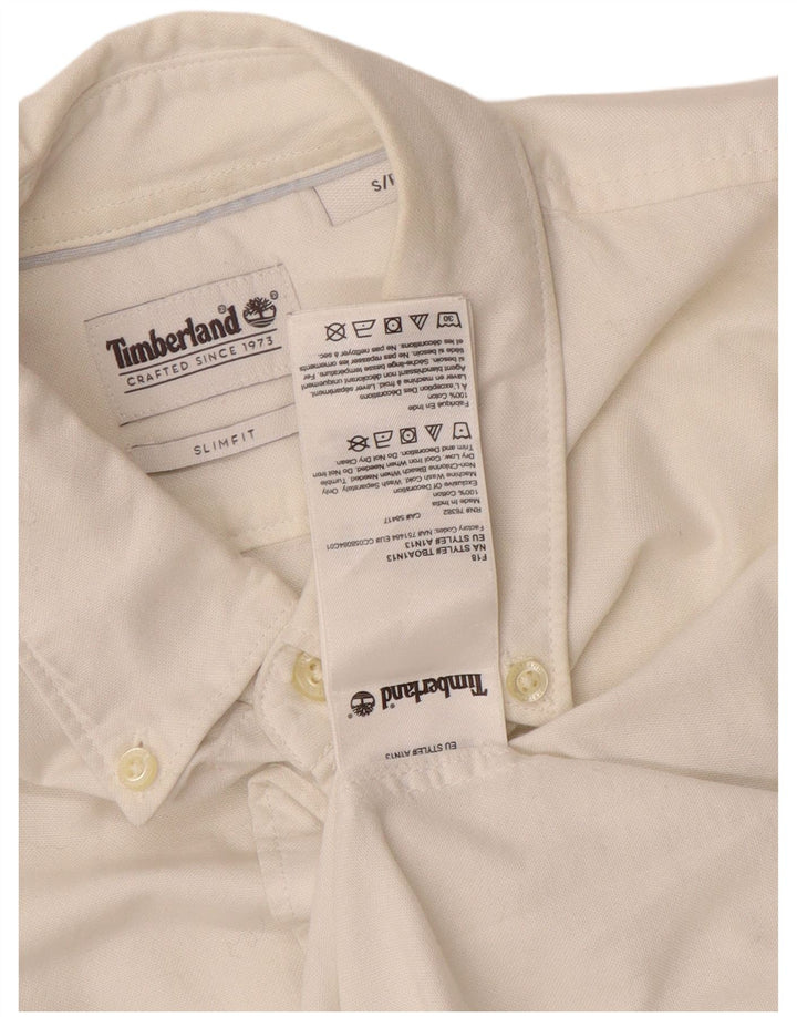 Timberland Camisa Slim Fit Para Hombre Algodón Blanco Pequeño
