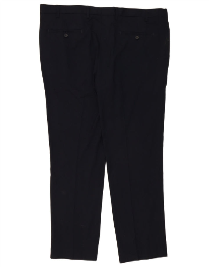 Marks & Spencer Pantalones chinos ajustados para hombre W42 L31 Poliéster azul marino