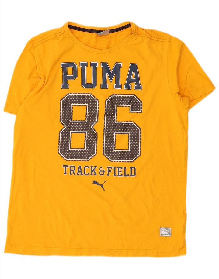 PUMA Camiseta gráfica para hombre Top de algodón amarillo medio
