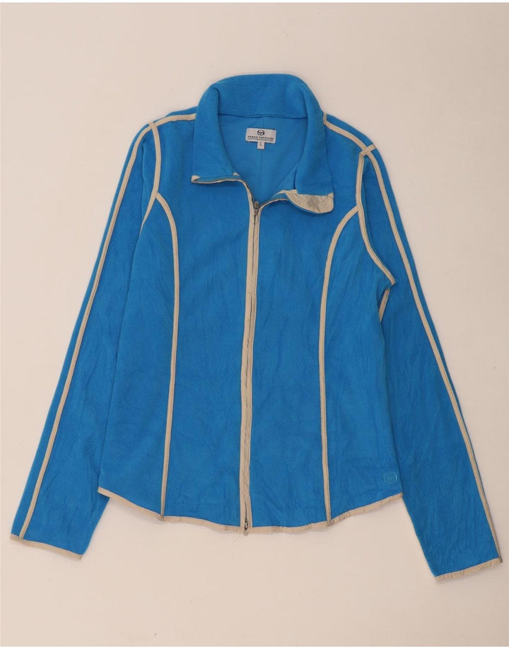 SERGIO TACCHINI Chaqueta polar para mujer UK 14 Poliéster a rayas azules grandes