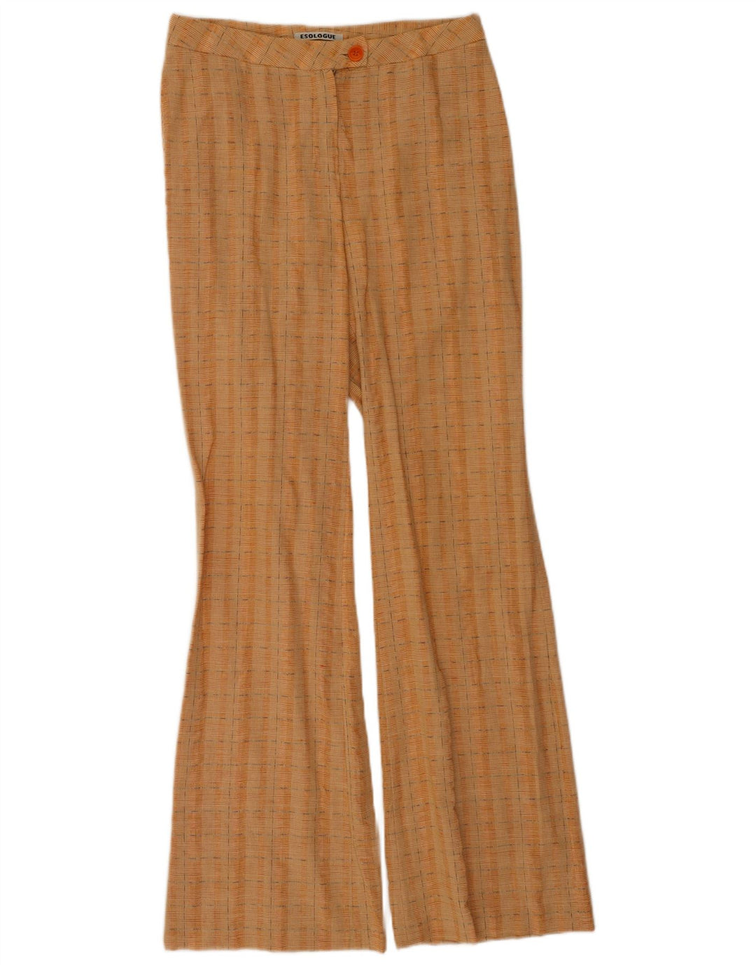 Vintage mujer bootcut traje pantalones IT 42 Medio W28 L34 Naranja Check