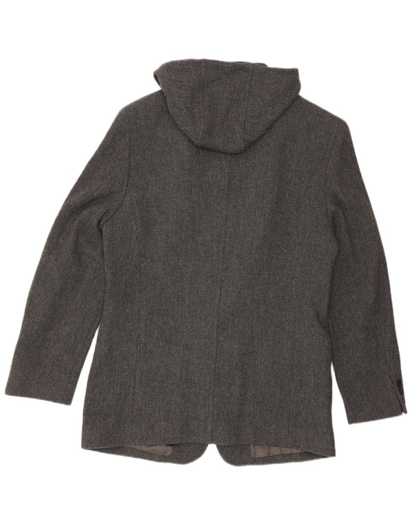 Zara Chaqueta Blazer Con Capucha De 4 Botones Para Hombre UK 38 Lana Gris Medio