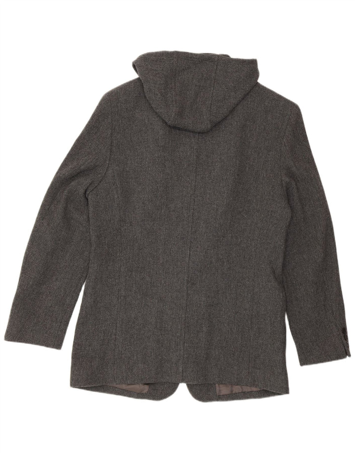 Zara Chaqueta Blazer Con Capucha De 4 Botones Para Hombre UK 38 Lana Gris Medio