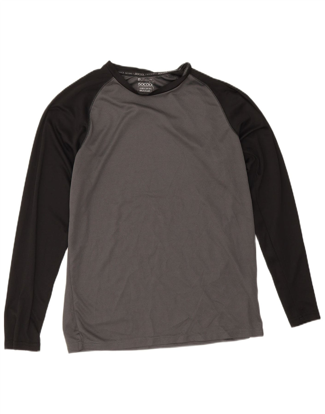 Camiseta IsoCool de manga larga para hombre de Mountain Warehouse con bloques de color gris pequeño