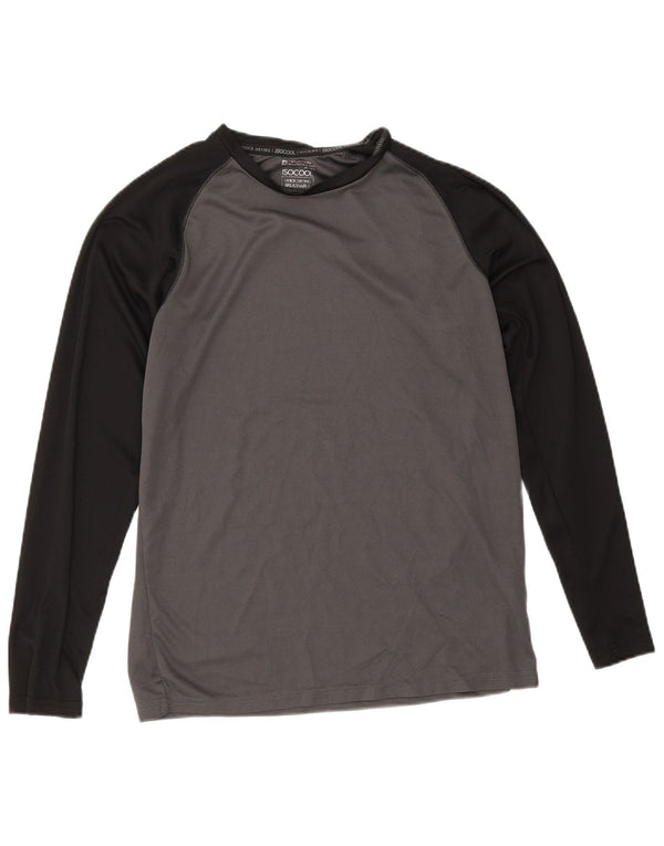 Camiseta IsoCool de manga larga para hombre de Mountain Warehouse con bloques de color gris pequeño