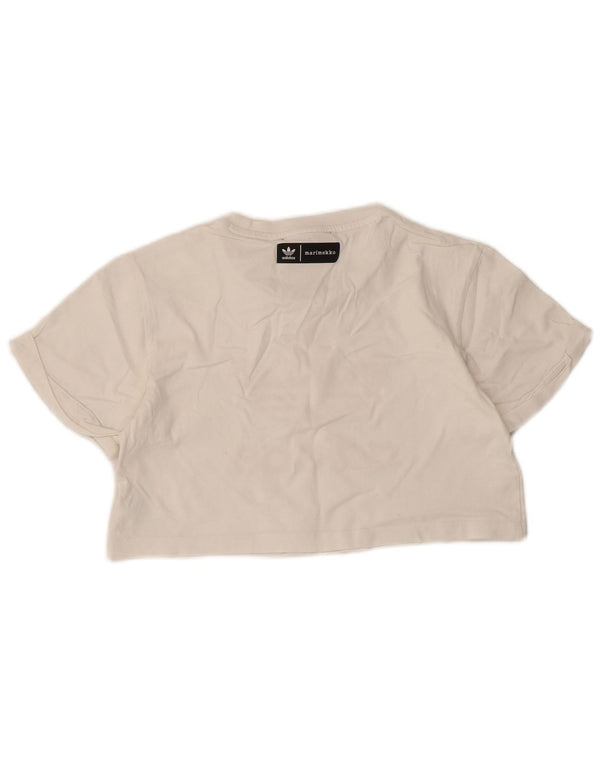 Adidas Camiseta corta gráfica para mujer UK 6 XS Algodón blanco