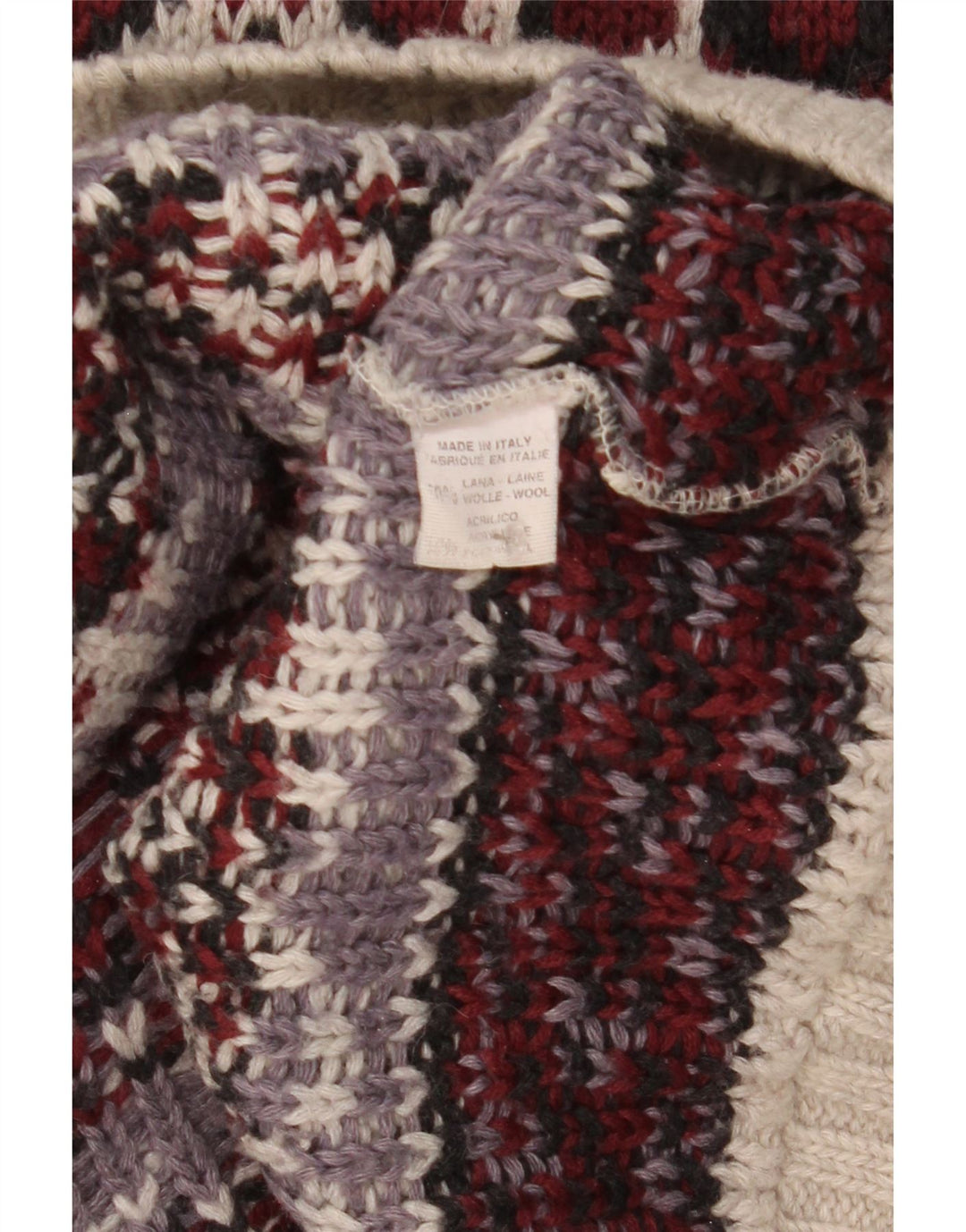 Vintage hombres rollo cuello jersey suéter medio multicolor Fair Isle lana