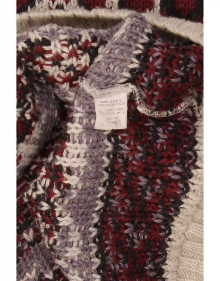 Vintage hombres rollo cuello jersey suéter medio multicolor Fair Isle lana