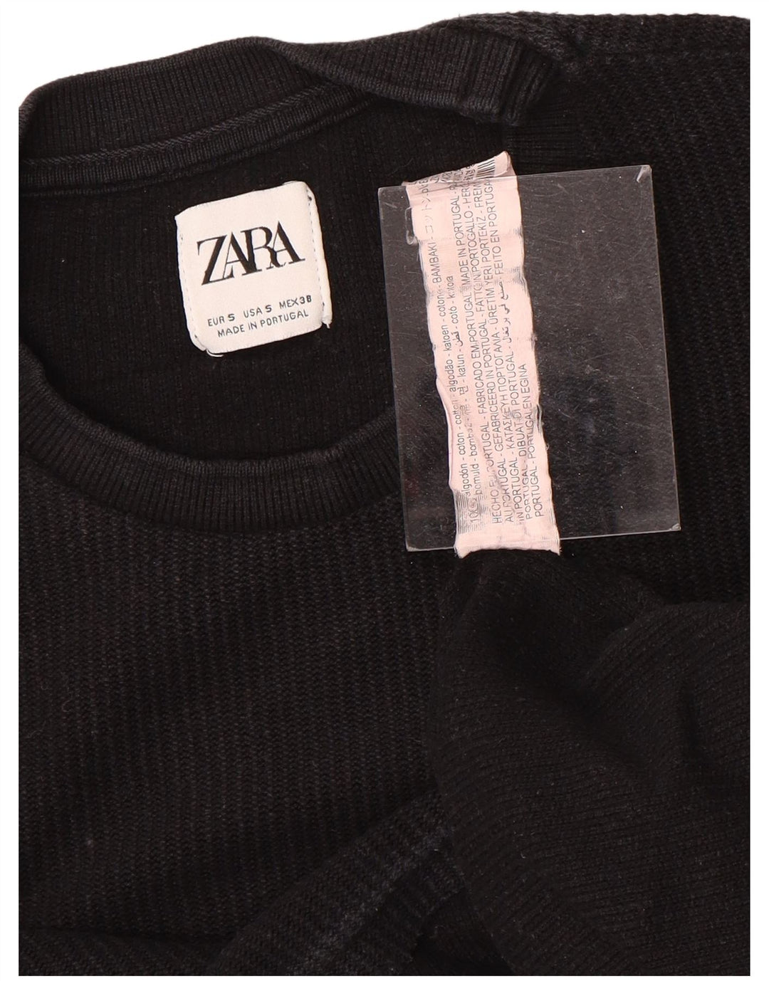 ZARA Hombre Camiseta Top Small Algodón Negro