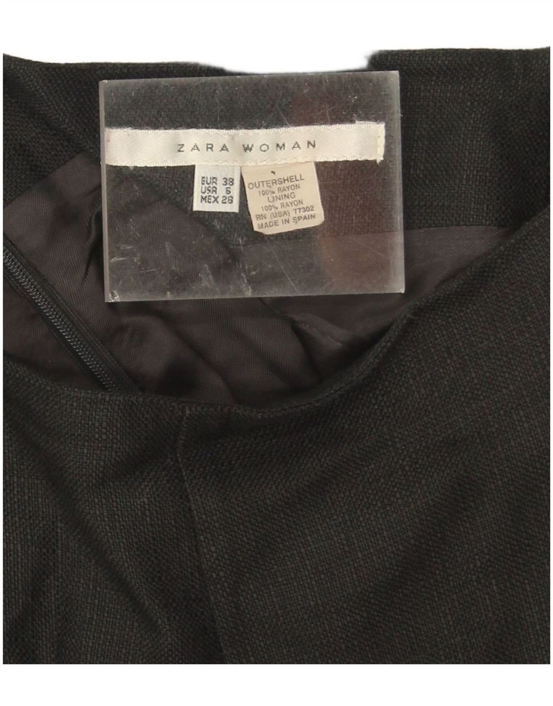 Zara Falda Recta Mujer EU 38 Small W28 Rayón Negro