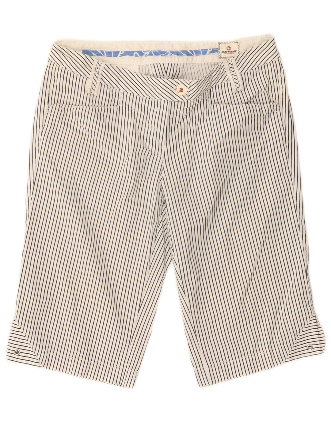 Bermudas Murphy & Nye para mujer W28 Algodón de rayas blancas medianas
