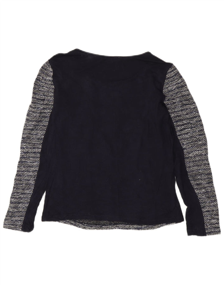 Oasis Mujer Top Manga Larga UK 40 Pequeño Poliéster A Rayas Azul Marino