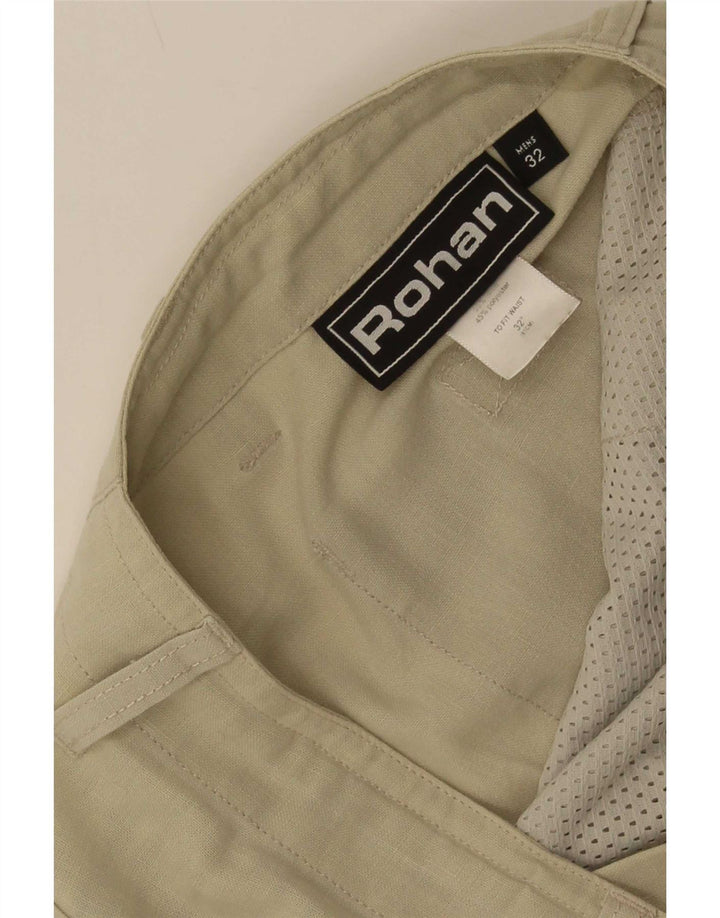 Rohan Pantalones cortos casuales para hombre mediano W32 lino caqui