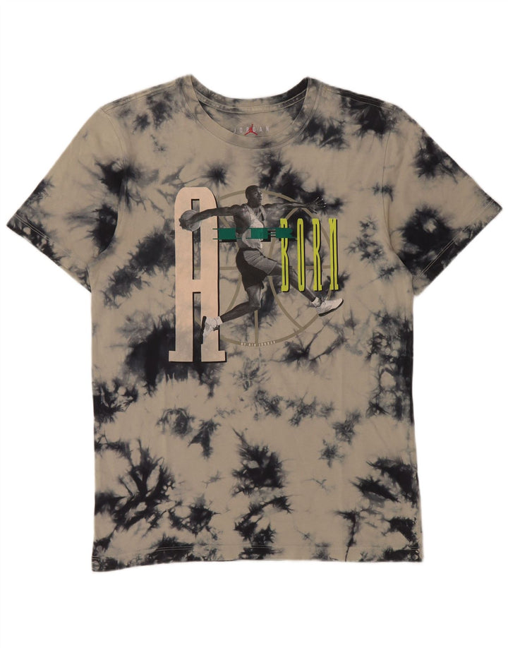 Jordan - Camiseta gráfica para hombre, parte superior pequeña, algodón teñido anudado gris