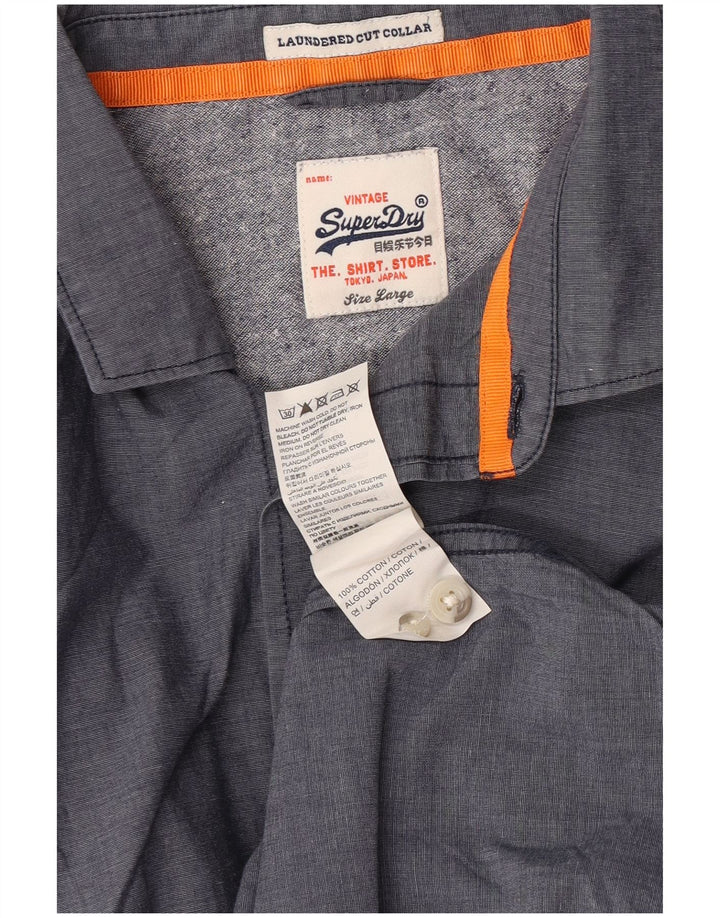 Camisa Superdry Hombre Grande Gris Algodón