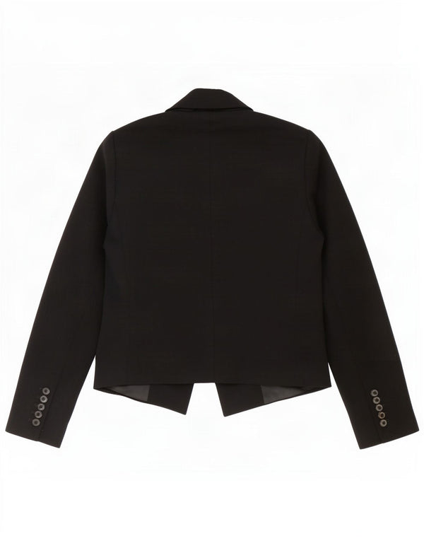 Zara Mujer Chaqueta Americana Abierta UK 10 Small Poliéster Negro