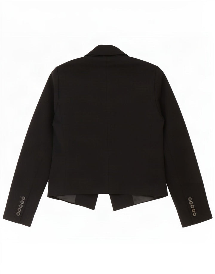 Zara Mujer Chaqueta Americana Abierta UK 10 Small Poliéster Negro