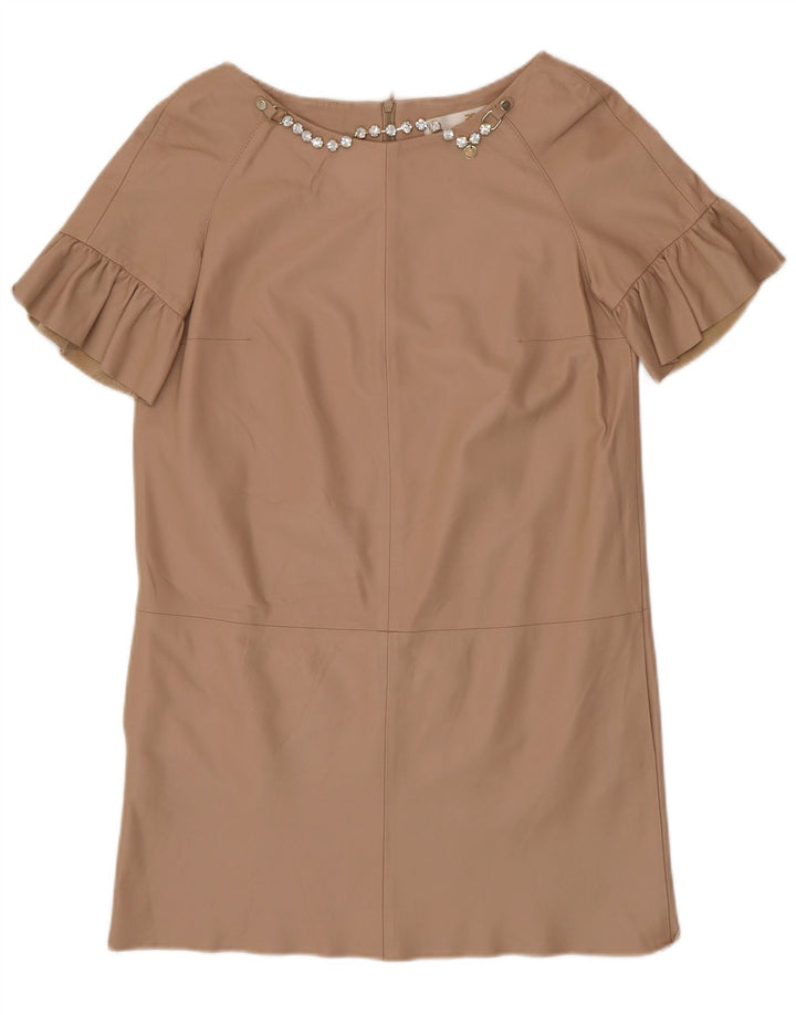 ELISABETTA FRANCHI Vestido De Cuero Mujer IT 42 Cuero Beige Medio