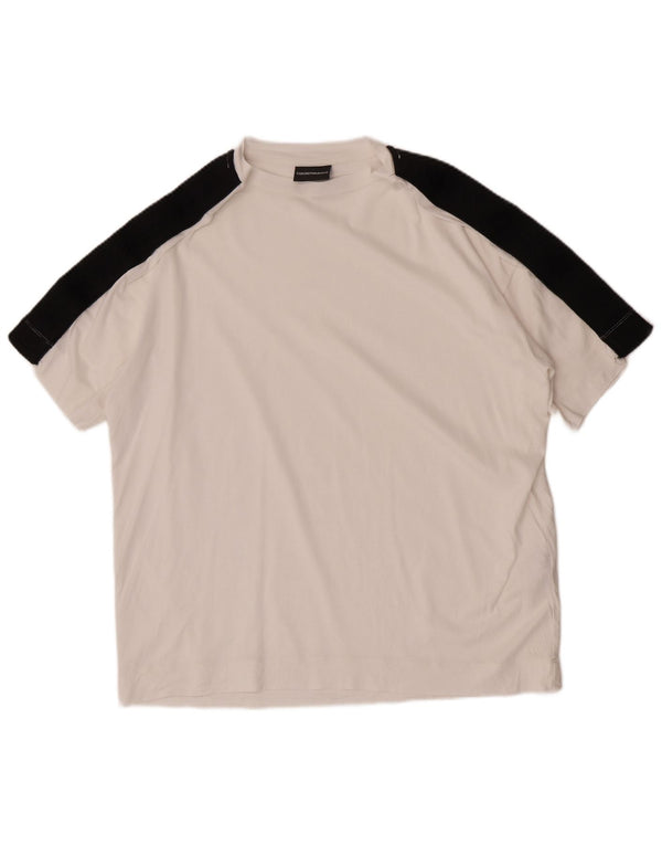 Emporio Armani Hombre Camiseta Top Medium Blanco Colorblock Lyocell