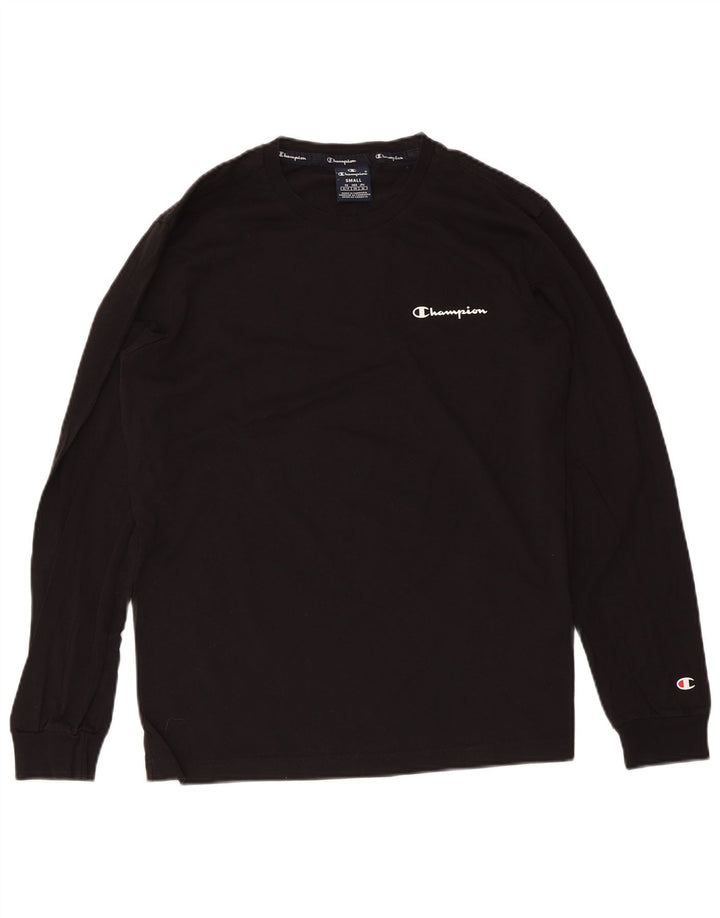 CHAMPION Hombre Top Manga Larga Pequeño Algodón Negro
