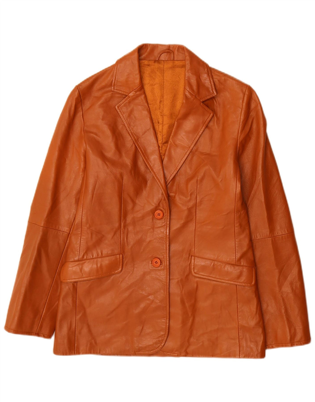 Stefanel Chaqueta Blazer de Cuero con 2 Botones para Mujer UK 42 Cuero marrón Medio