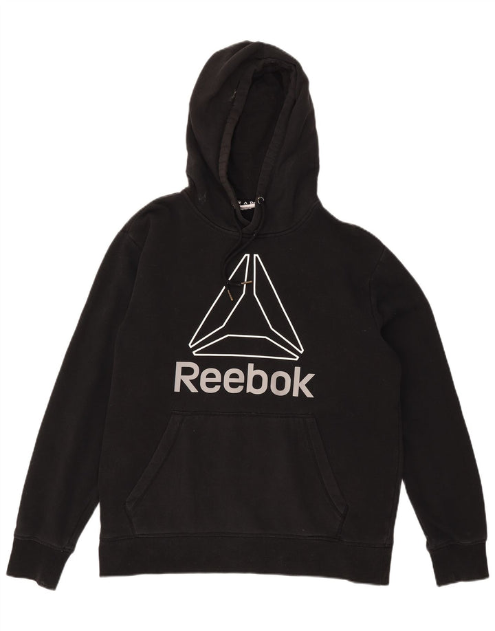 Reebok - Sudadera con capucha para hombre, diseño gráfico, talla grande, color negro