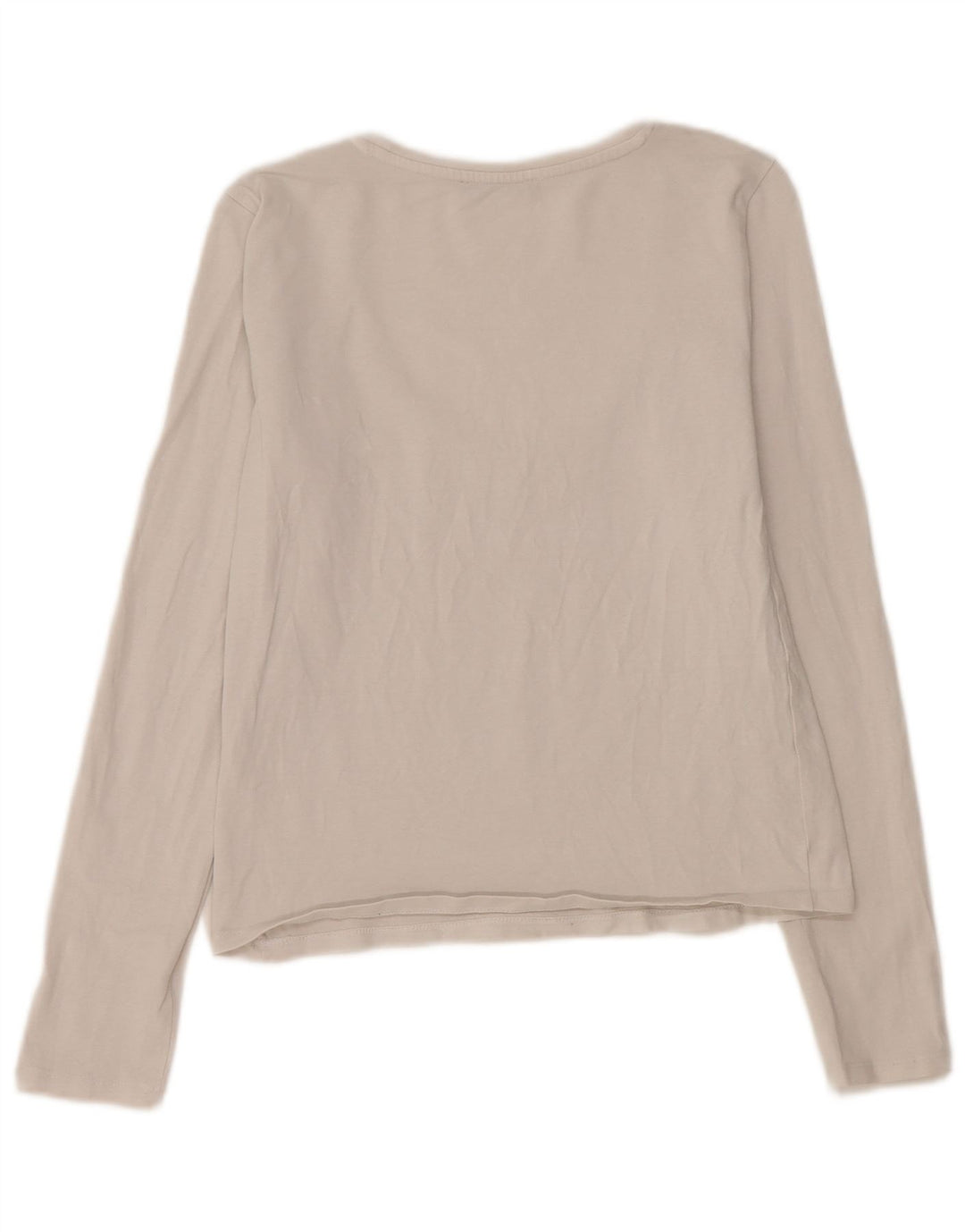 Zara Mujer Crop Top Manga Larga UK 42 Medio Algodón Blanco
