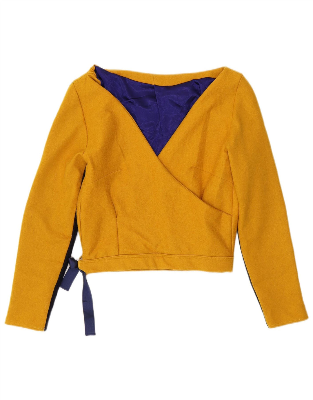 Vintage mujer crop top Reino Unido 10 pequeño amarillo