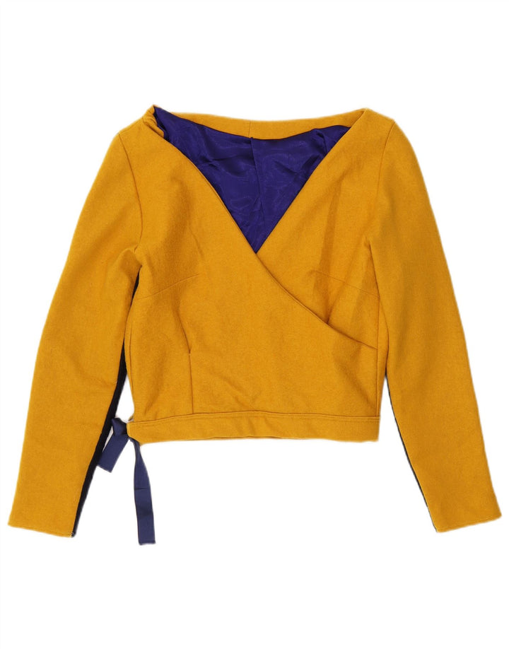 Vintage mujer crop top Reino Unido 10 pequeño amarillo