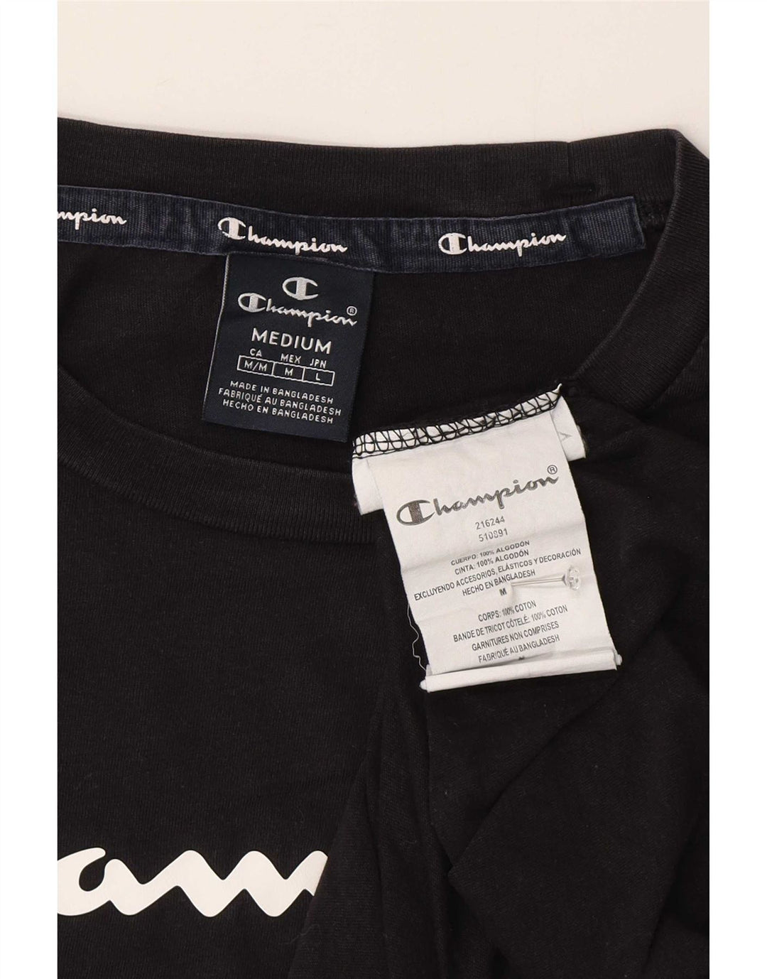 Champion Camiseta gráfica para hombre Top Medium Black Cotton