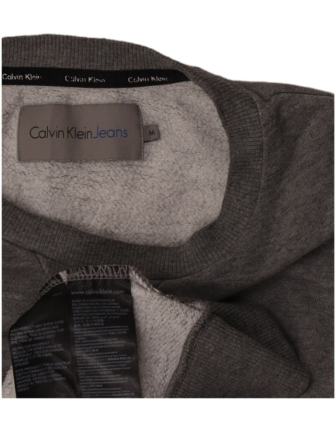 Calvin Klein Jeans Hombre Sudadera Gráfica Jumper Gris Medio Moteado