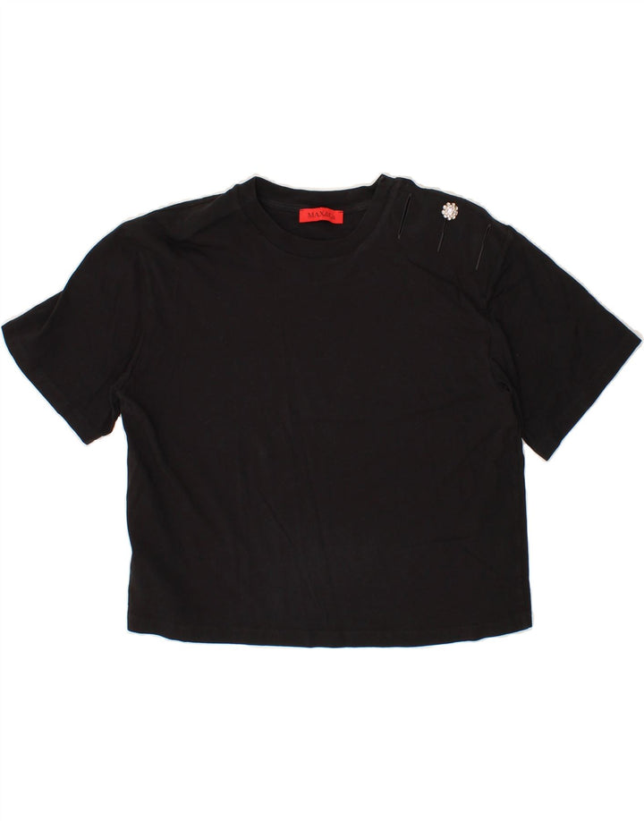 MAX & CO. Womens Oversized Crop T-Shirt Top UK 10 Small Black Cotton Vintage Max & Co. and Second-Hand Max & Co. from Messina Hembry 