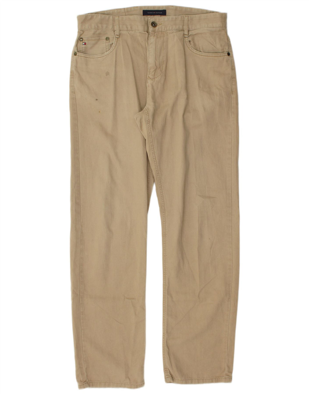 TOMMY HILFIGER Pantalones informales rectos para hombre W32 L32 Algodón beige
