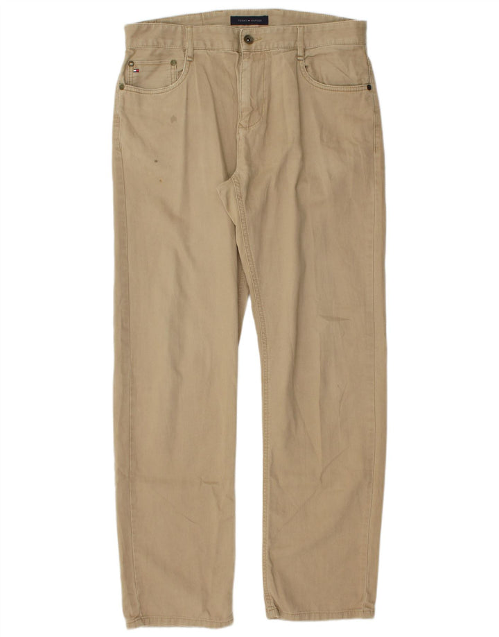 TOMMY HILFIGER Pantalones informales rectos para hombre W32 L32 Algodón beige