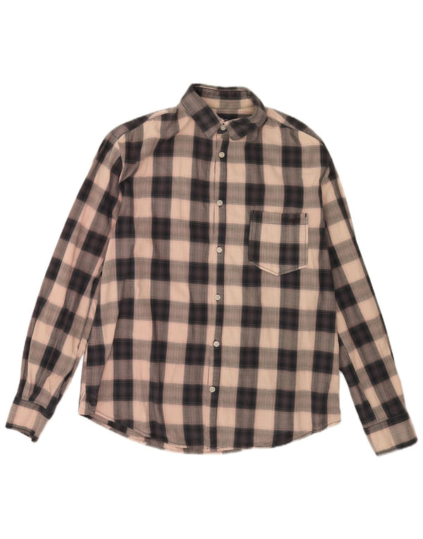 Armani Jeans Camisa De Franela Regular Fit Hombre XL Algodón A Cuadros Beige