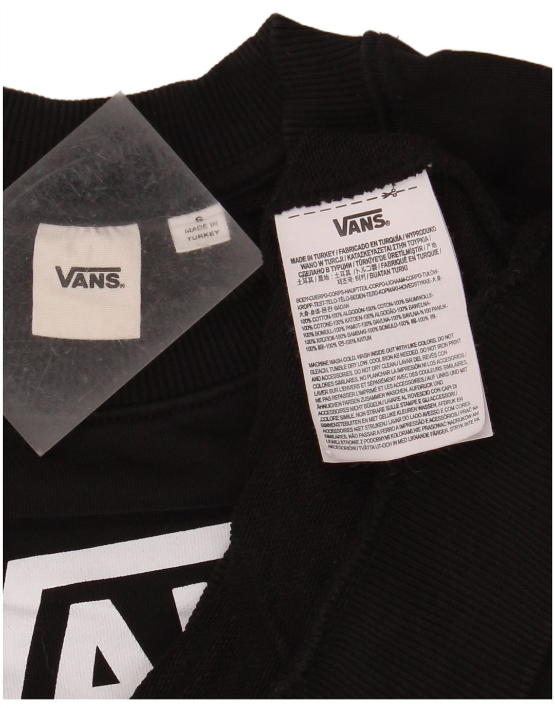 VANS Mujer Oversize Crop Graphic Sudadera Jumper UK 10 Small Negro