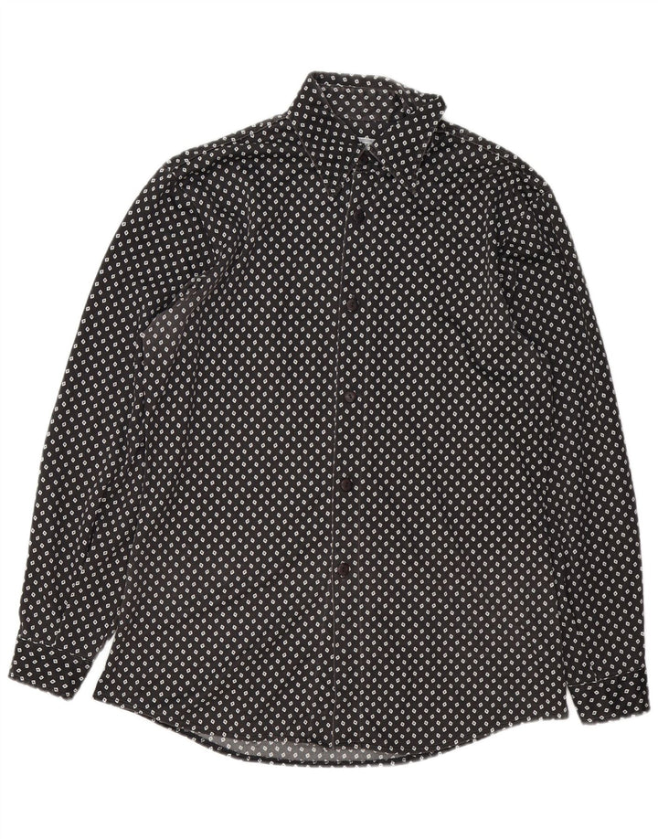 Camisa vintage para hombre grande negra manchada