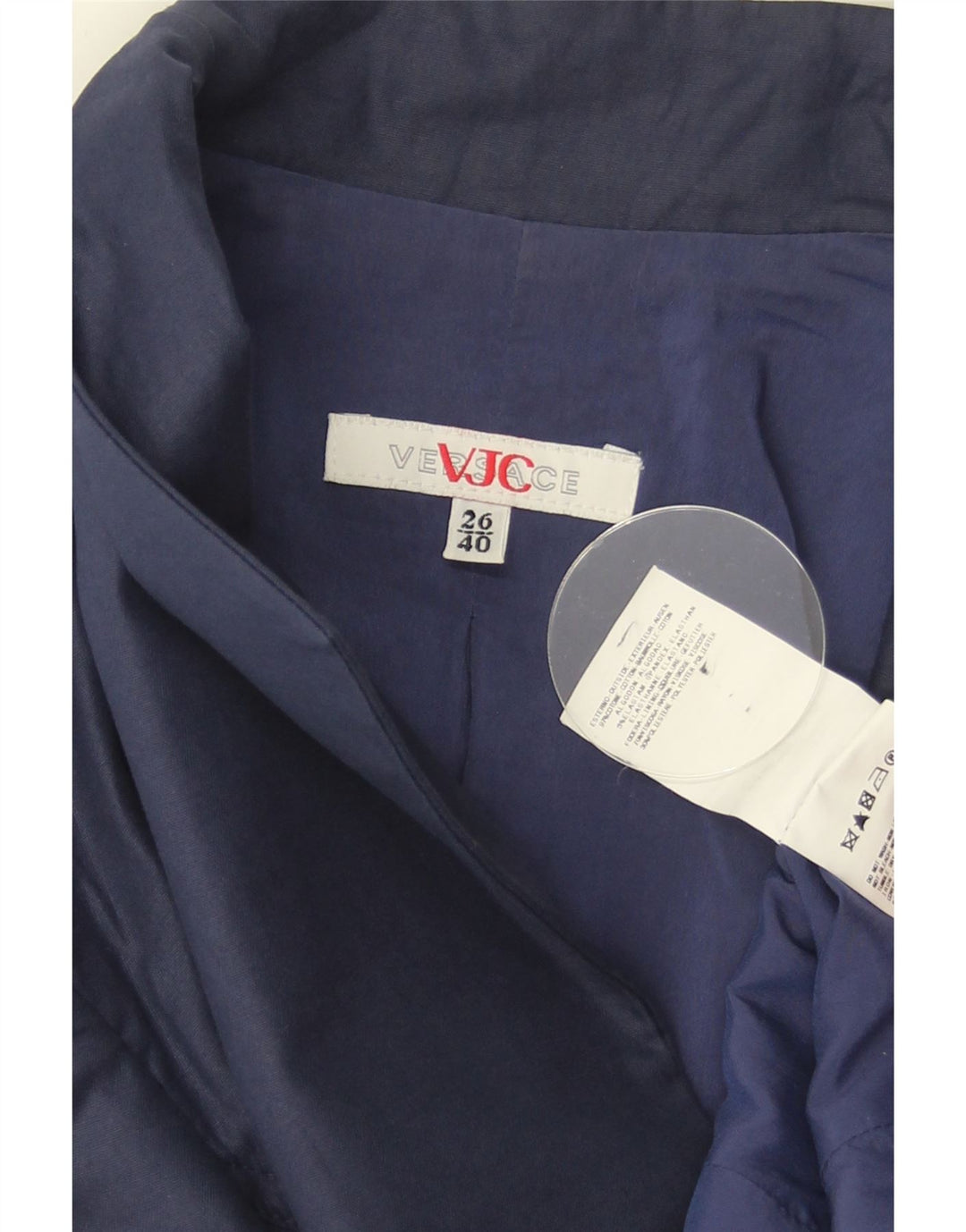 Versace Chaqueta tipo blazer con 1 botón para mujer IT 40 Small Algodón azul marino