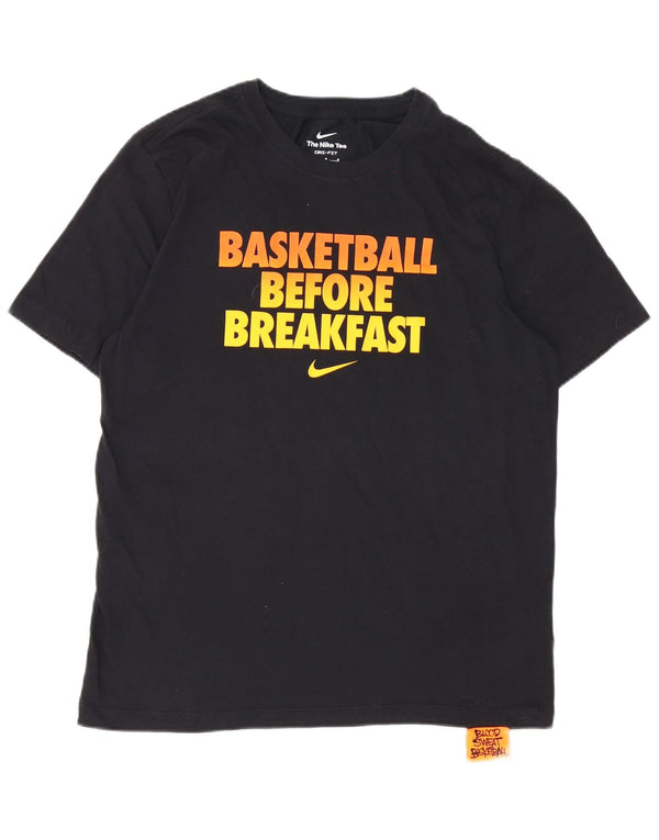 Nike Camiseta gráfica para hombre Top mediano de algodón negro