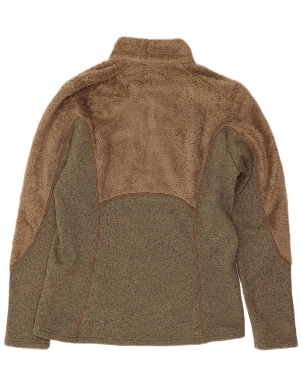 Columbia Womens Fleece Jumper UK 12 Medium Brown Colourblock Sports