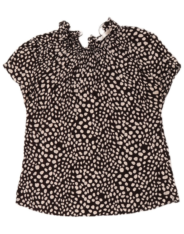 Zara Mujer Blusa Top UK 10 Small Viscosa Negra Manchada