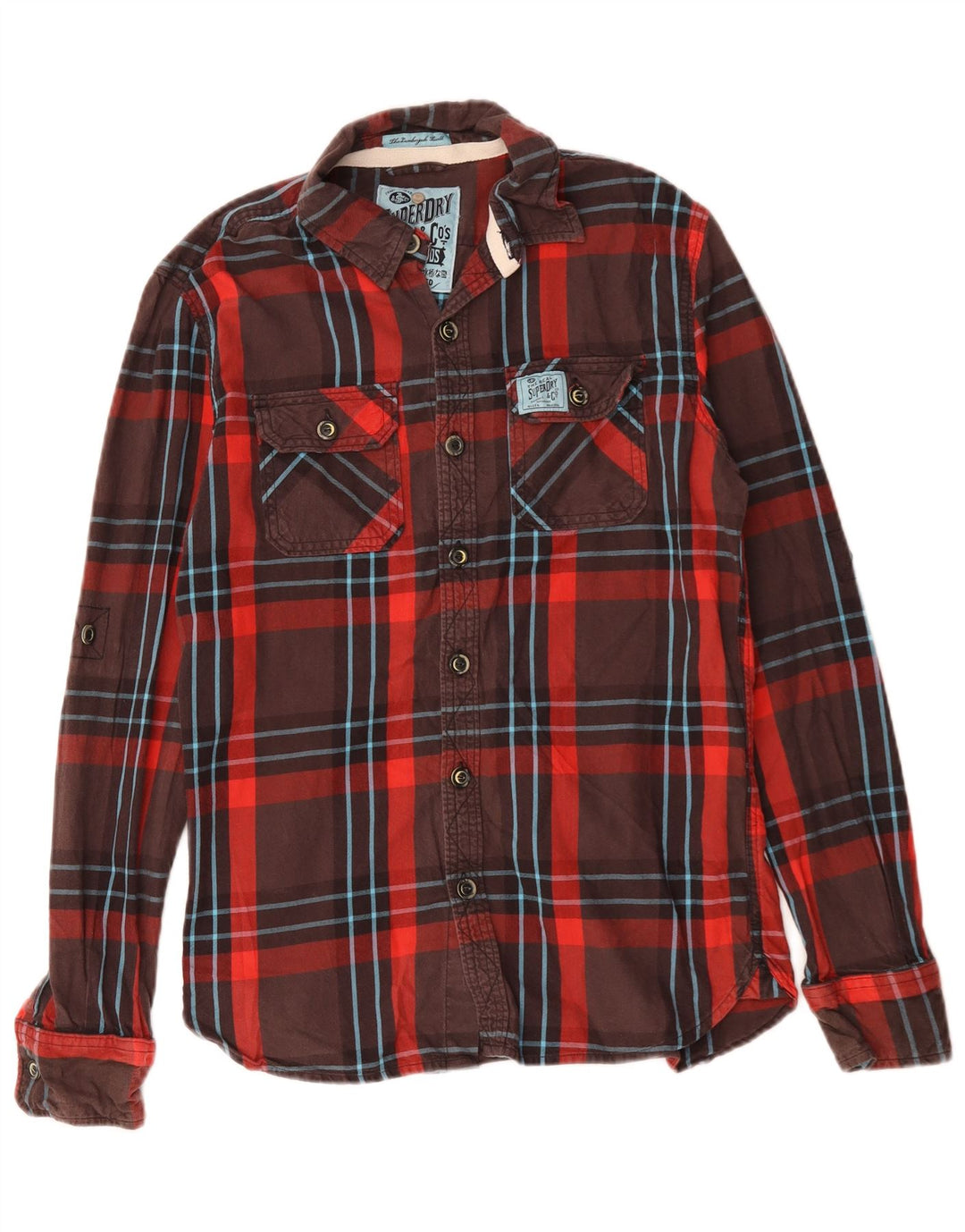 Superdry Camisa De Franela De Algodón A Cuadros En Marrón Medio