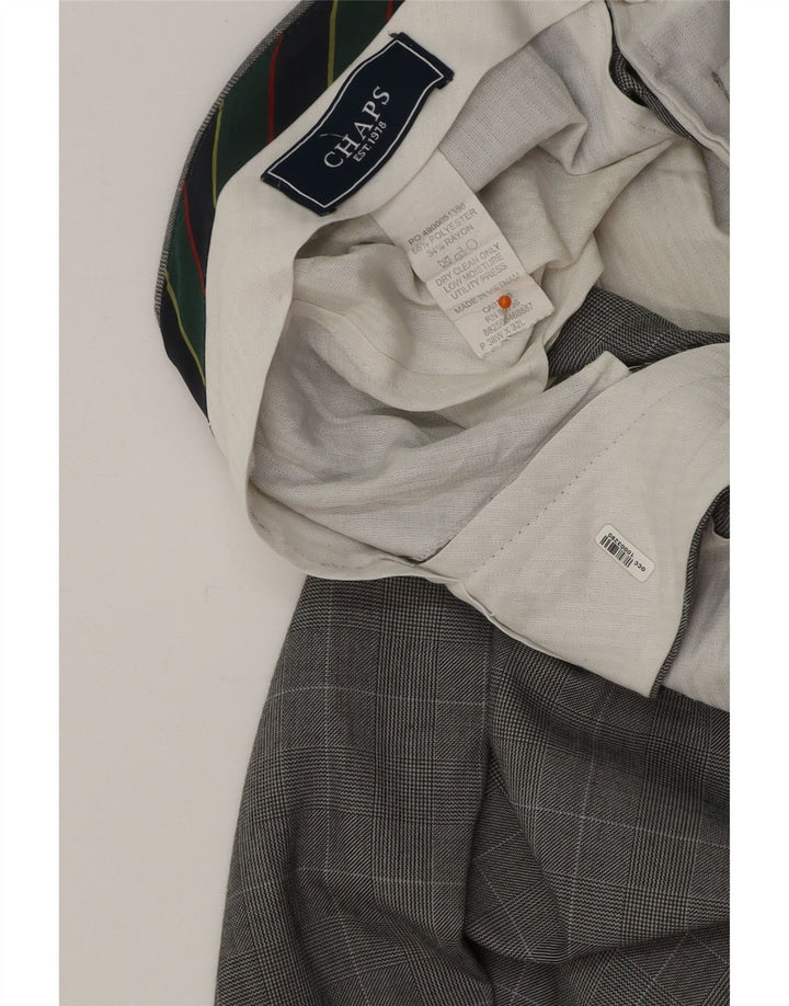 CHAPS Pantalón de traje recto para hombre W38 L32 Algodón a cuadros gris