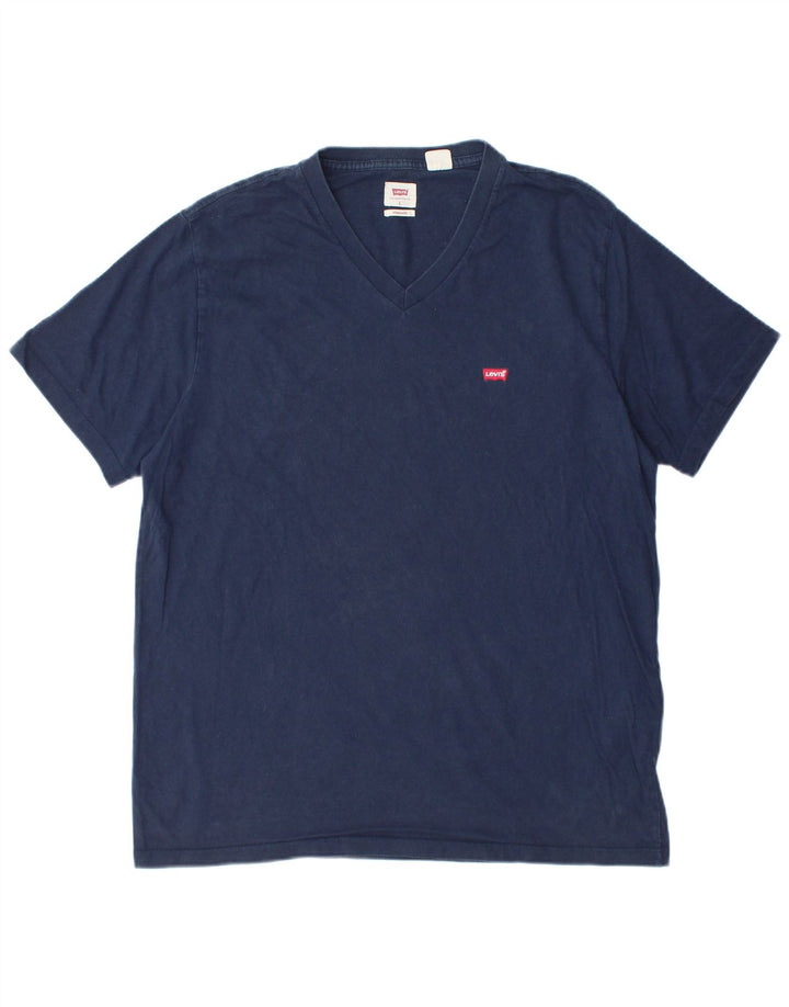 LEVI'S Camiseta estándar para hombre Top grande de algodón azul marino
