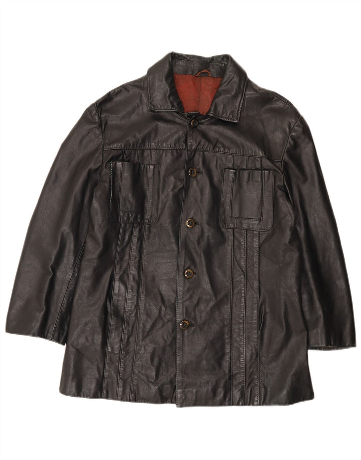 Henry Morell Chaqueta de cuero de manga 3/4 para hombre IT 52 XL Cuero negro